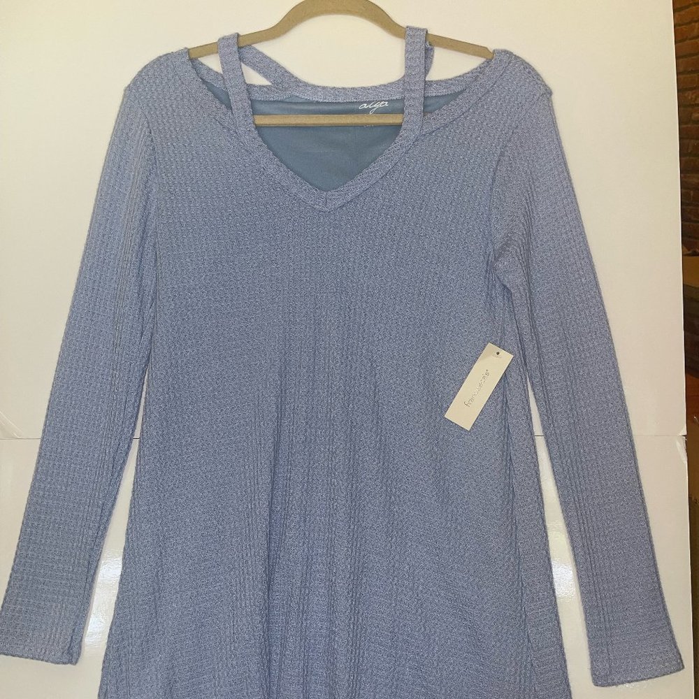 Casual Blue Waffle Dress, Francesca's, X-Small